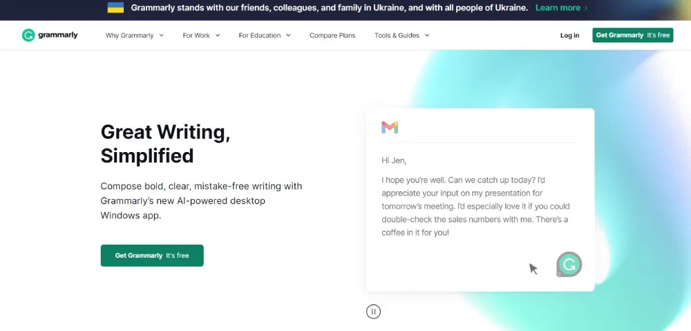 grammarly homepage