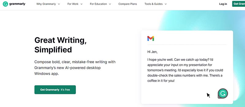 grammarly homepage