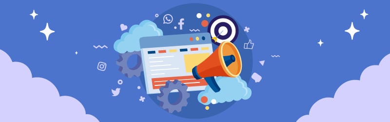 illustration of megaphone and laptop