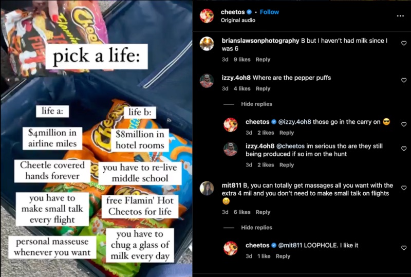 Cheetos meme social media brand strategy responding to comments