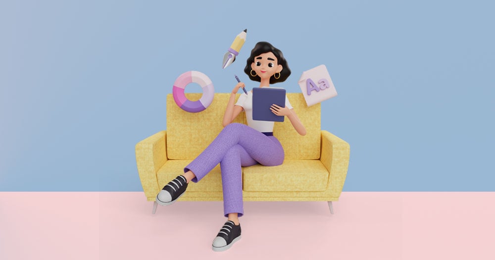 illustration of woman sitting