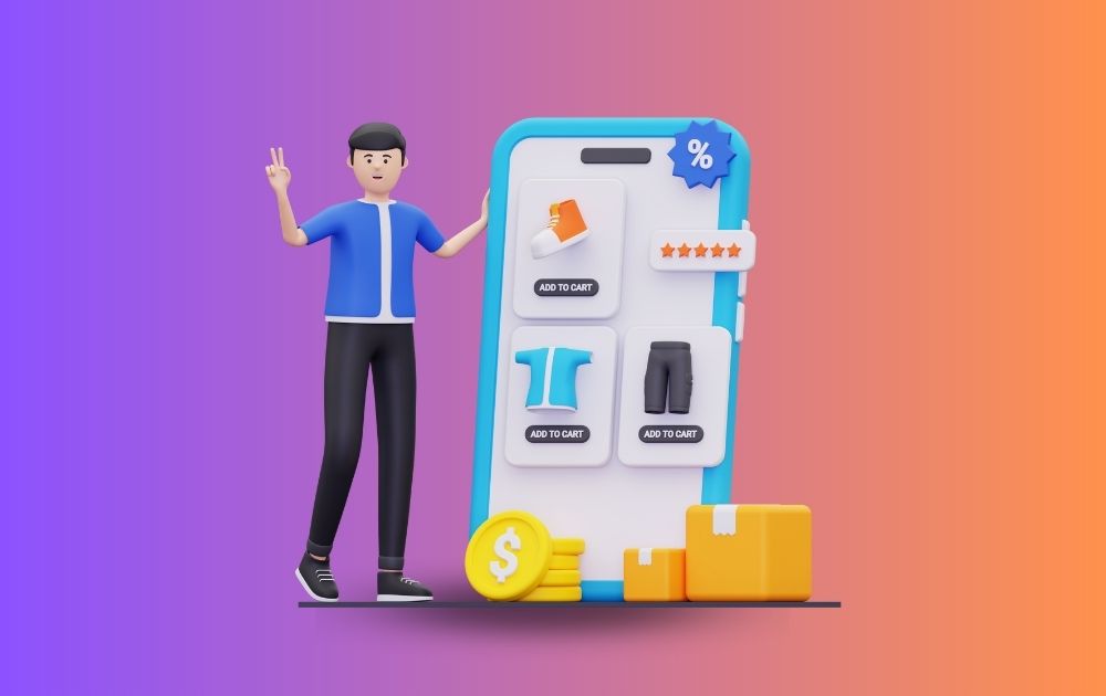 illustration of man and mobile phone