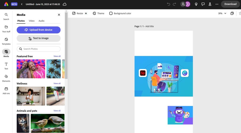 adobe express dashboard