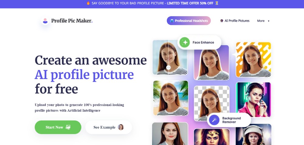 AI headshot generator homepage