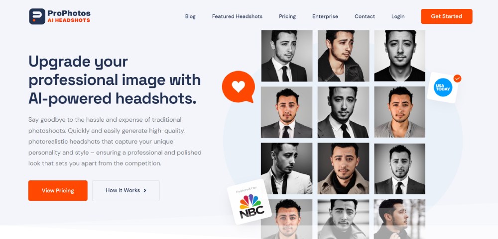 AI headshot generator homepage