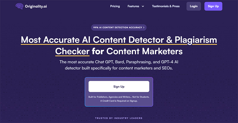 AI content detector homepage