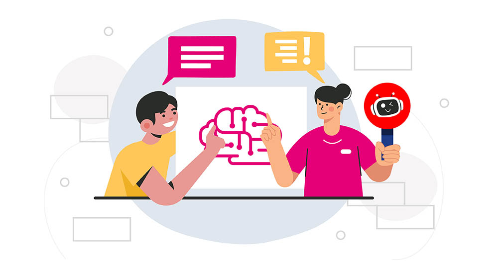 illustration of two internet users