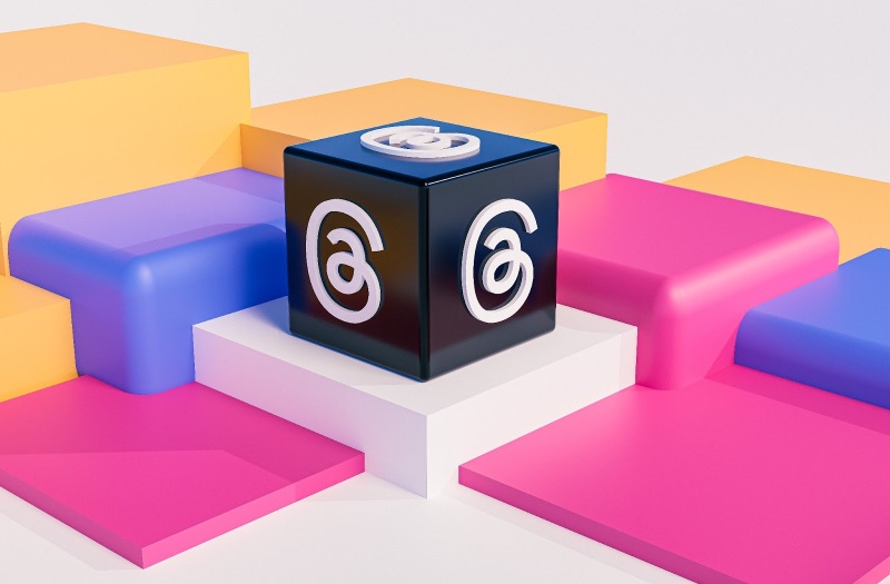 A 3D graphic of the Threads app icon