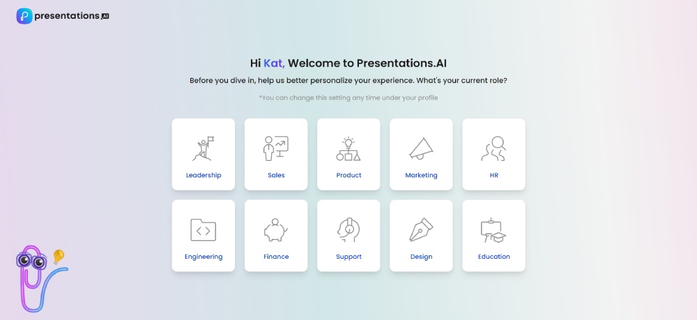 presentation ai onboarding ui