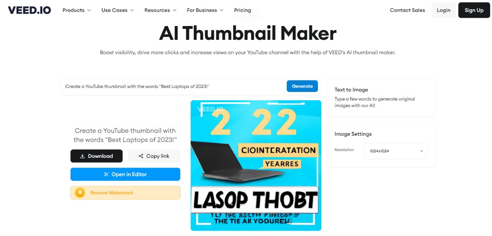 AI thumbnail maker interface