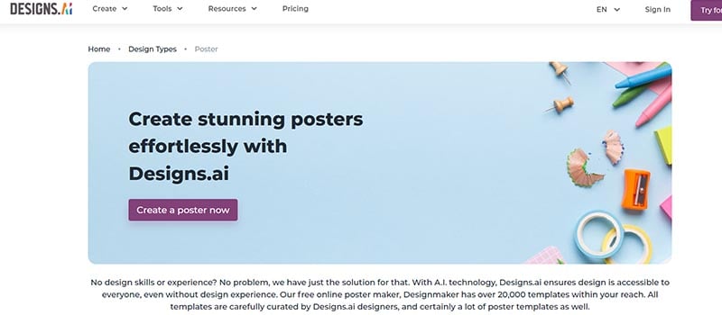 AI poster maker website