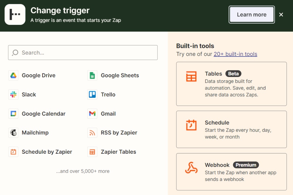 Zapier interface
