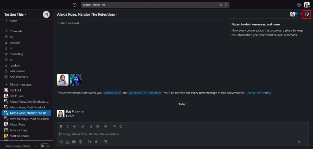 Slack interface