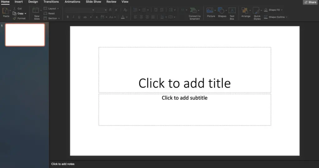 PowerPoint interface