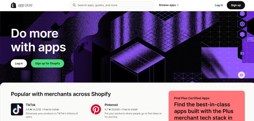 shopify apps page