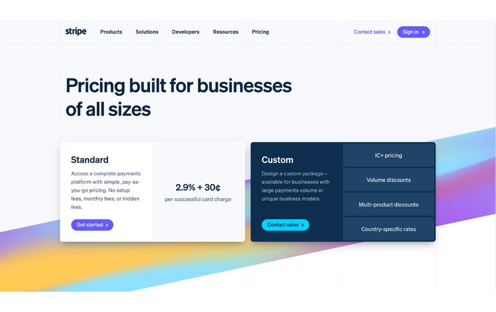 Stripe web page