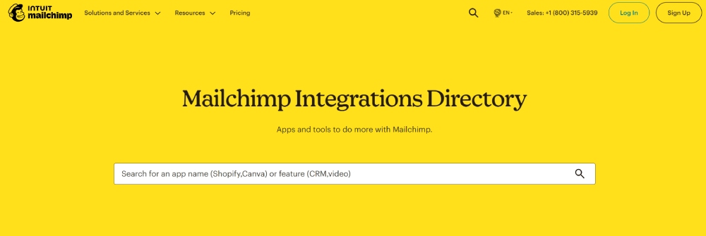 mailchimp integrations page