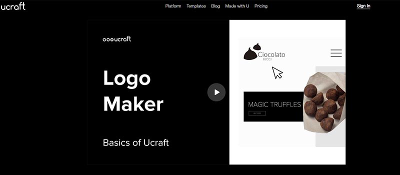 Ucraft Logo maker homepage 