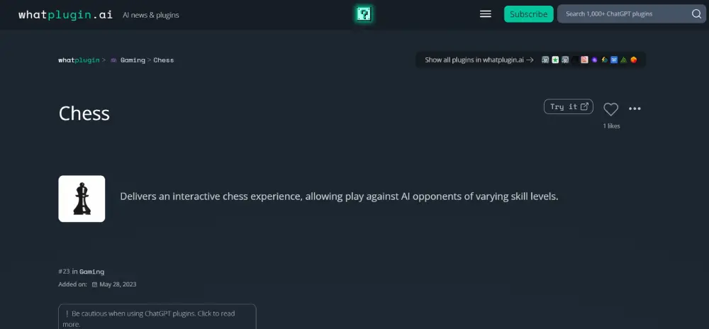 ChatGPT Plugin - Chess