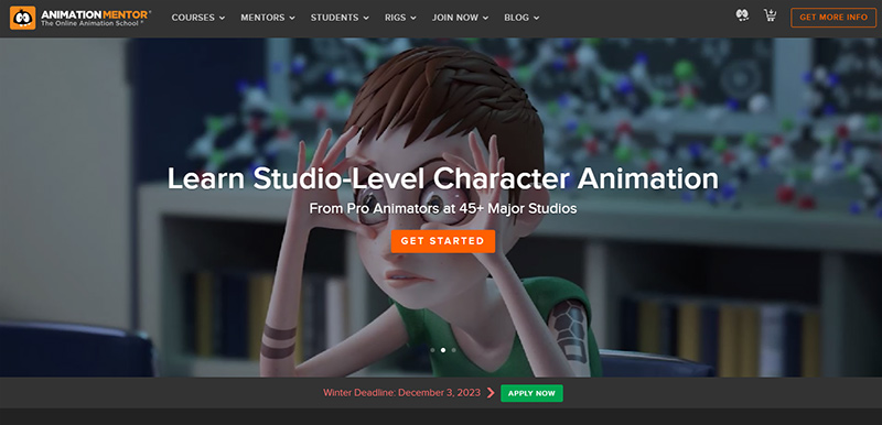 animation website homepage