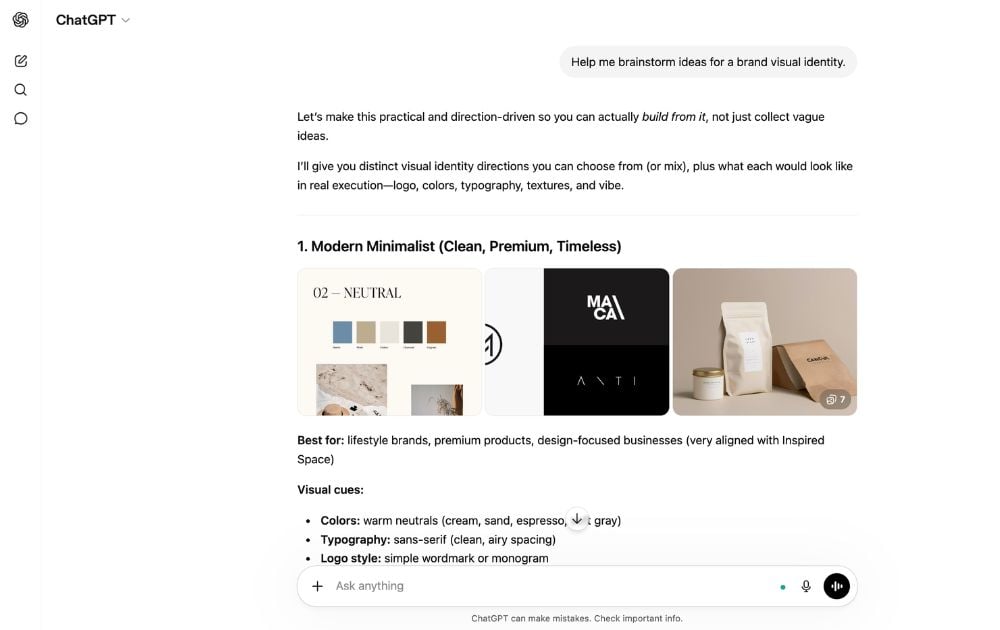generative design service Chatgpt for brainstorming