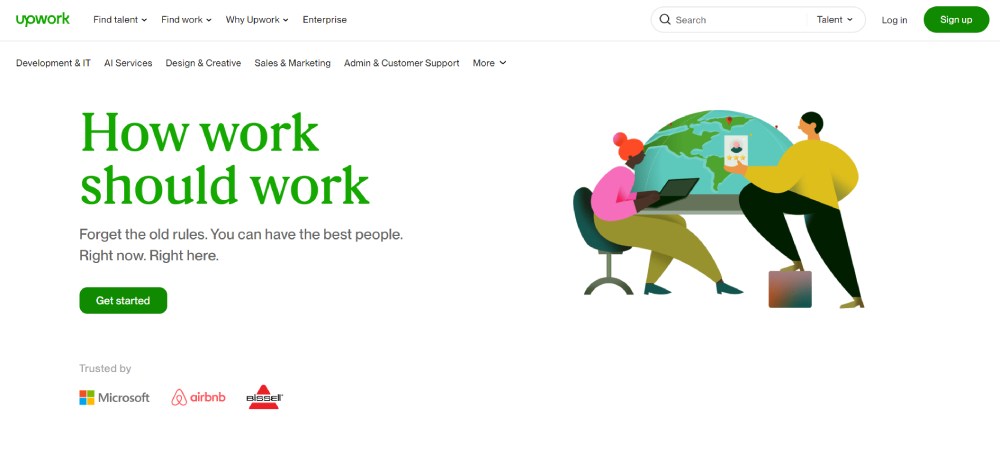 upwork landing page