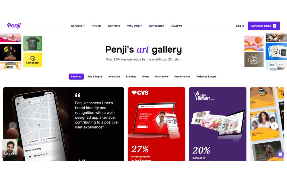 list of graphic design services penji website