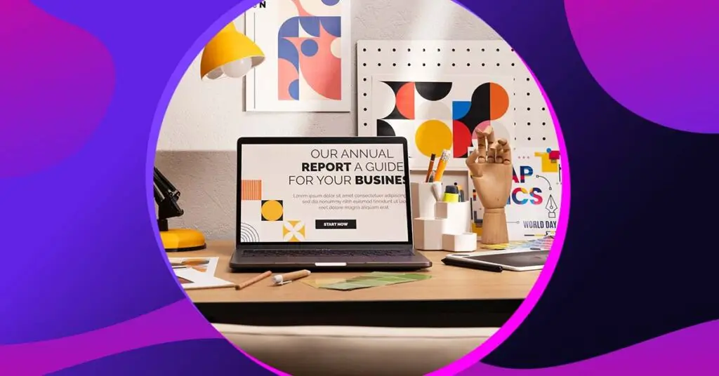 laptop screen showing creative designs