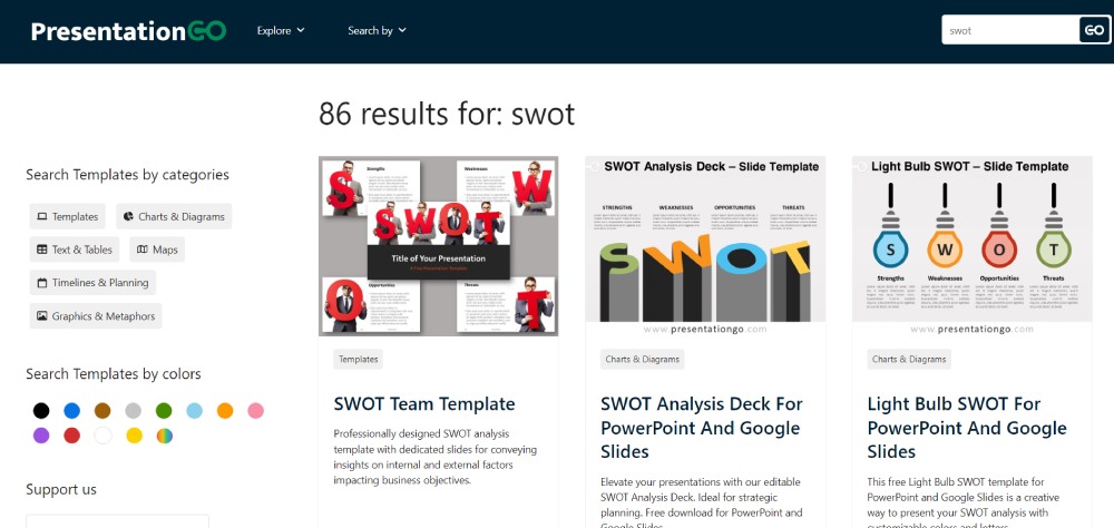 presentationgo swot template page