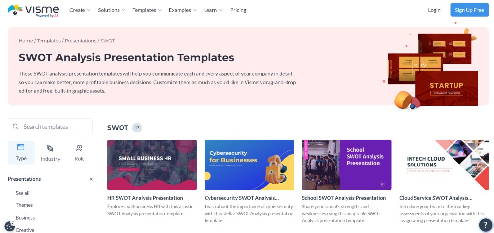 visme swot template page