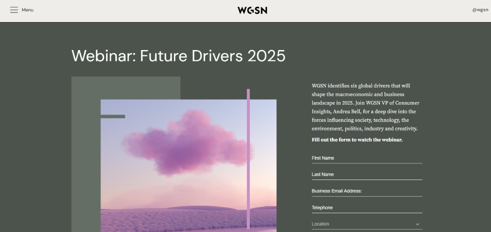 wgsn webinar landing page