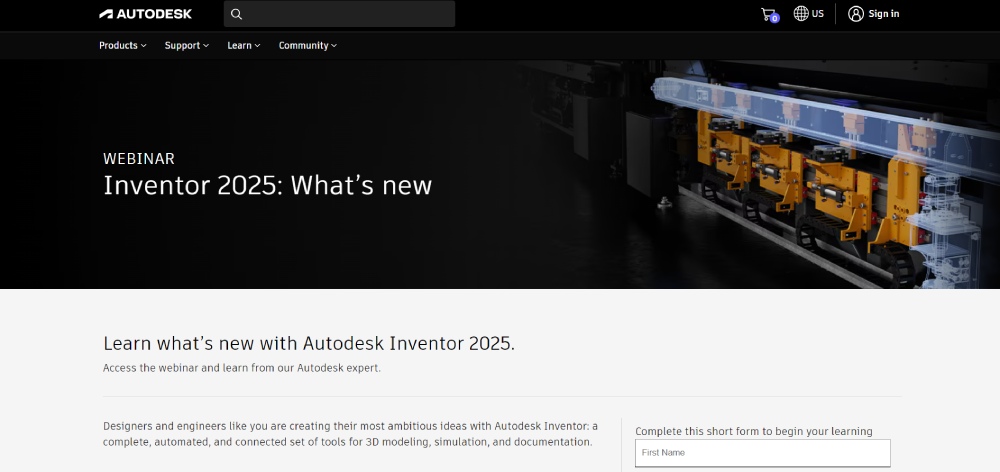 autodesk webinar landing page