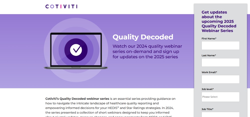 cotiviti webinar landing page