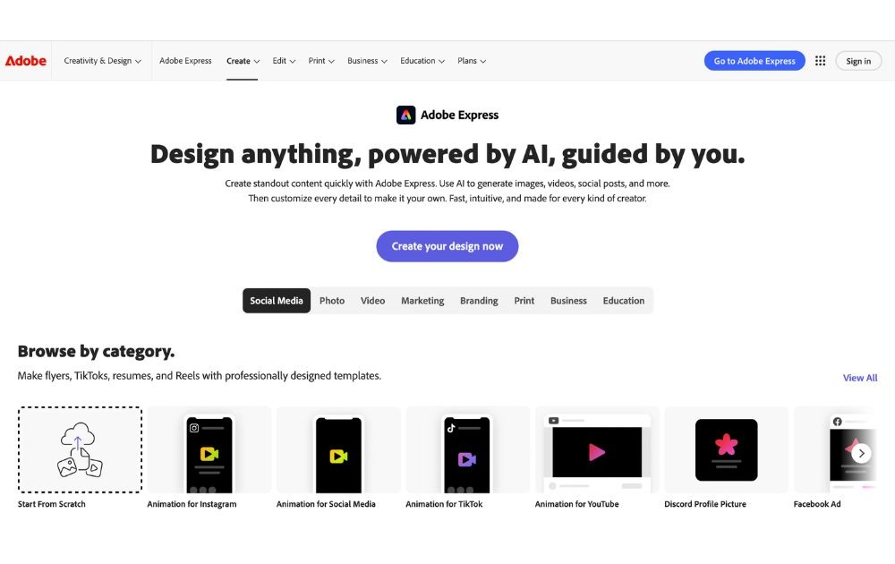 digital design software Adobe Express