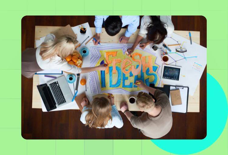 A remote graphic design team working on projects