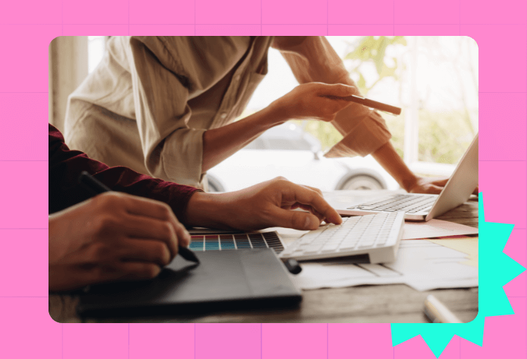 designers working with custom graphic design services