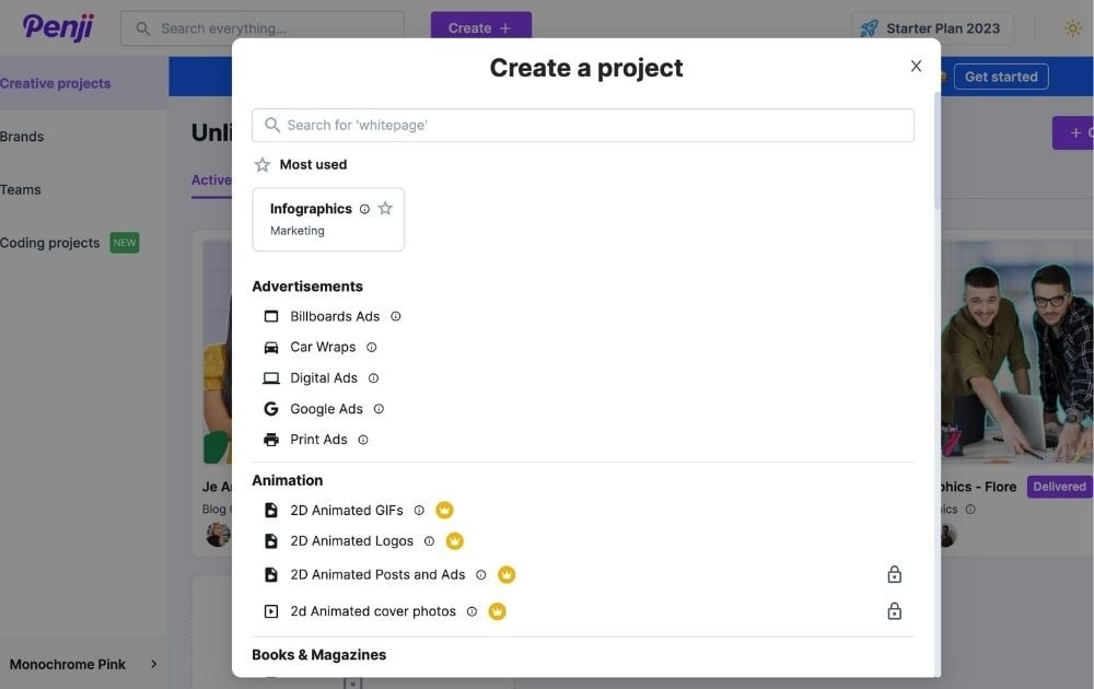 design project management Penji requesting aa project